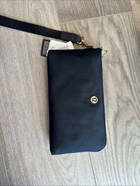 lululemon athletica Black Wristlet Clutch with Gold Logo